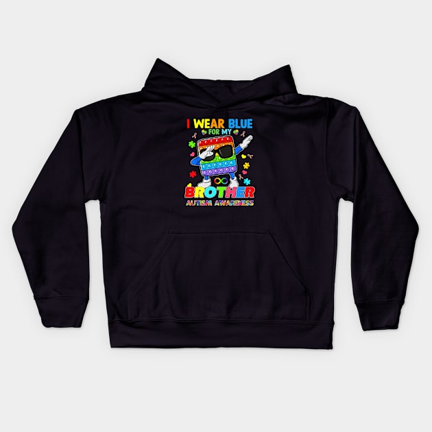 Poplt Dab I Wear Blue For My Brother Puzzle Autism Awareness Kids Hoodie by Brodrick Arlette Store